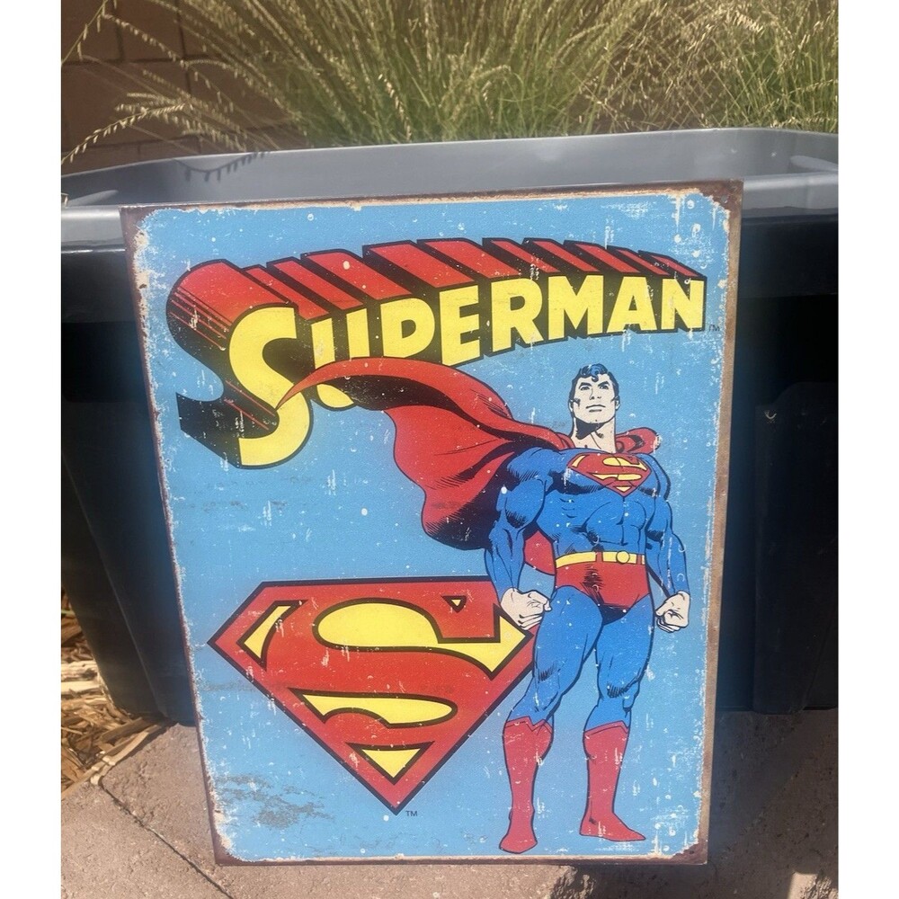 Superman VTG Style Metal Tin Sign DC Comics Desperate Enterprises 16”x12” New